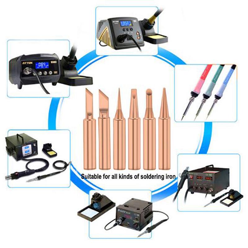 5/6Pcs Pure Copper 900M-T Solder Iron Tip Lead-Free Solder Tip Welding Head