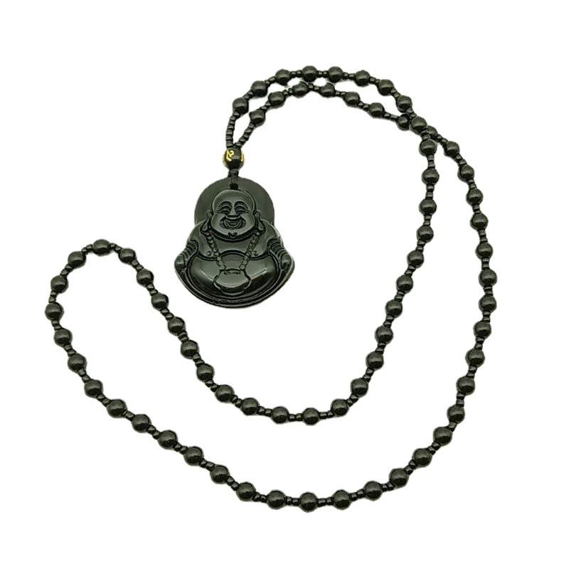 Glass Imitation Jade Guanyin Buddha Necklace Chain Gift