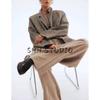 New Fall Women's Clothing Work Clothing Flat Lapel Collar V-neck Single Breasted Linen Blend Casual Suit 1293033