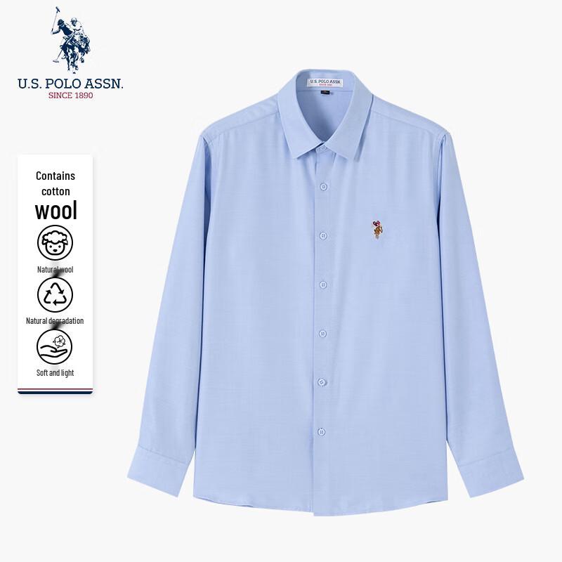 U.S. Polo Assn. Мужская рубашка с длинным рукавом из смесовой шерсти в стиле business casual