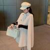 Autumn and Winter Double Breasted Women Cape Coat Loose Pure Color Female Overcoat Fashion Elegant Lapel Lady Oversized Poncho