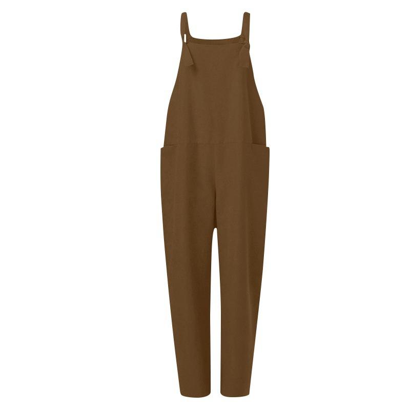 Women's Spring and Summer Casual Loose Solid Color Suspender Trousers