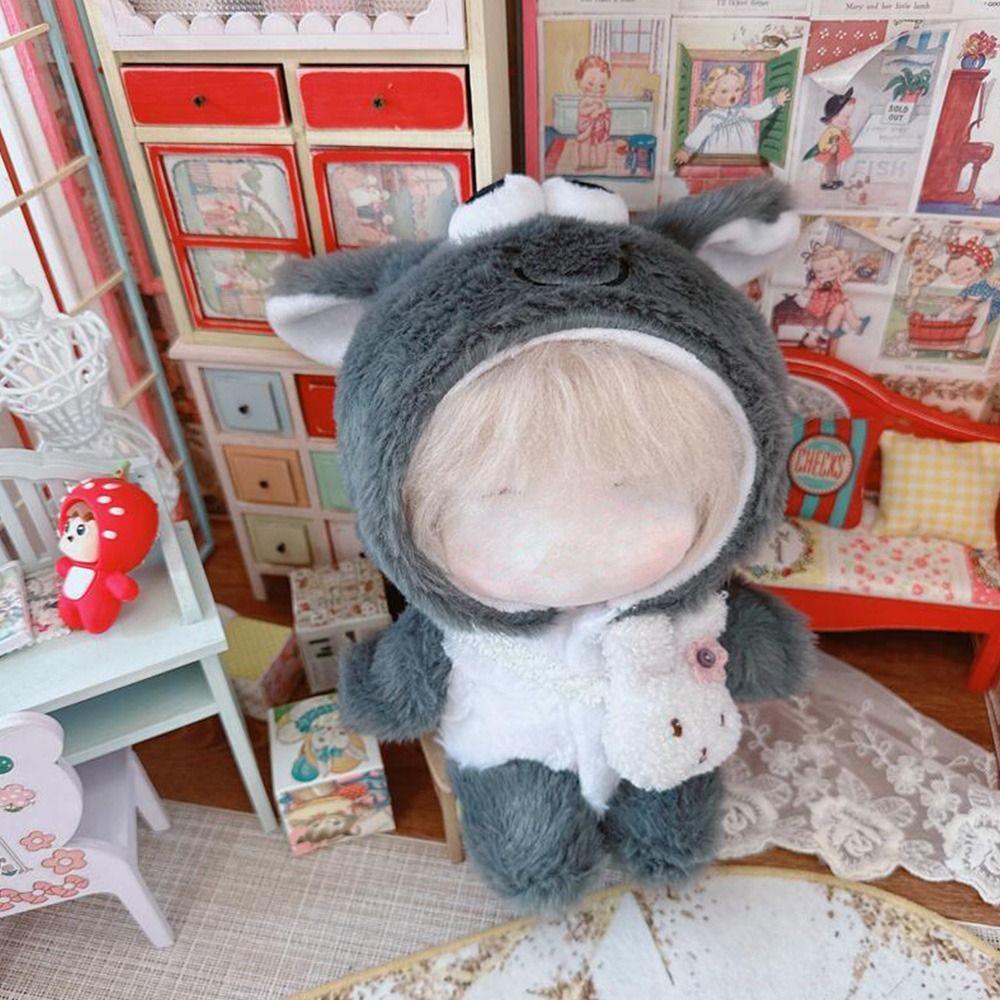 Dolls Bodysuit Plush Clothing Staring Sheep 20CM Doll Clothes Cartoon Smiling Cat One-piece Garment