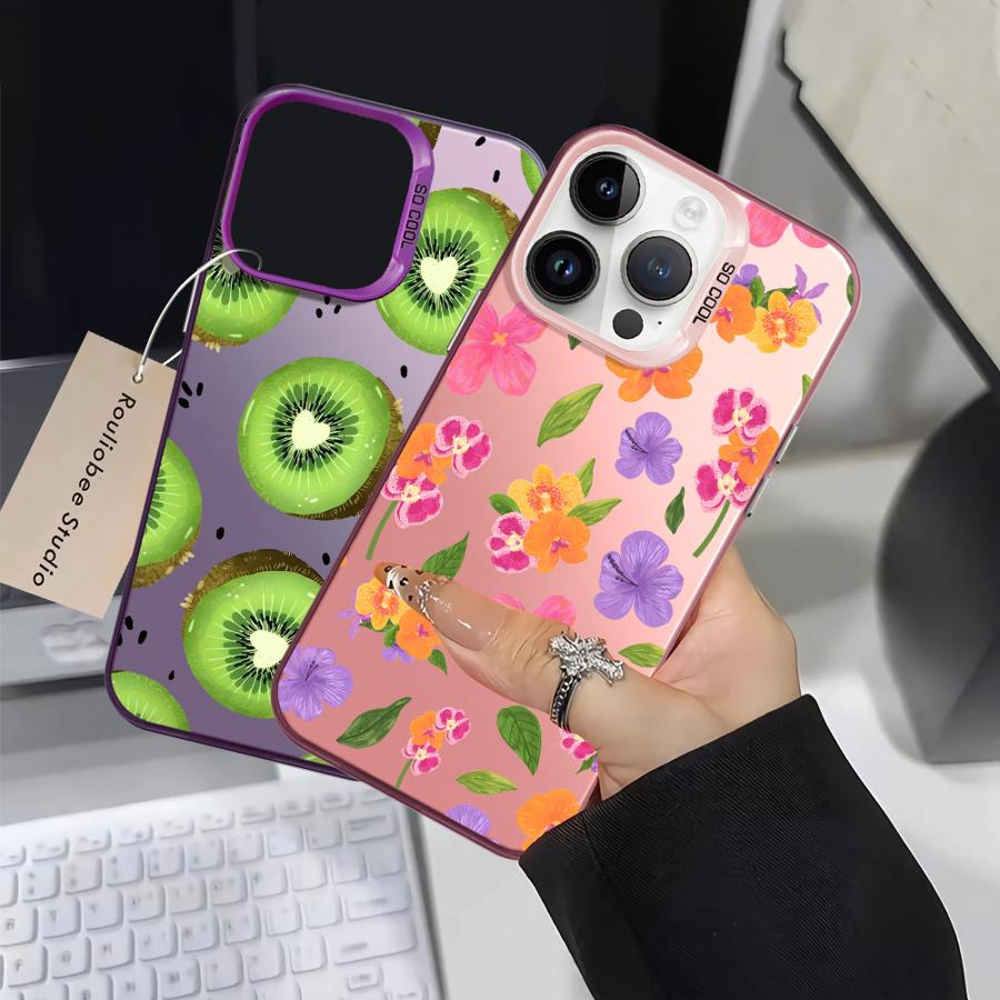 Чехол для iPhone 17 Pro Max 15 Plus Air 13 Pro 14 12 16 11 XR XS Задняя крышка для телефона Фрукты Цветы