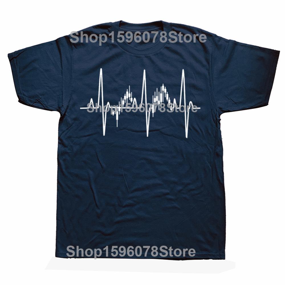 Смешные Футболки TRADING IS MY CARDIO Хлопок Короткий Рукав Подарки на День Рождения Мужская Одежда Мода Повседневная Свободная Оверсайз Футболка