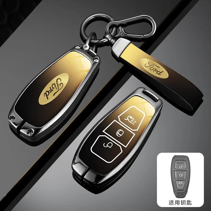 Car Sticker Hot For Ford New Leather Car Remote Key Case Keychain Accessories Holder for Ford ST Line Fiesta Focus Mondeo Ecospo
