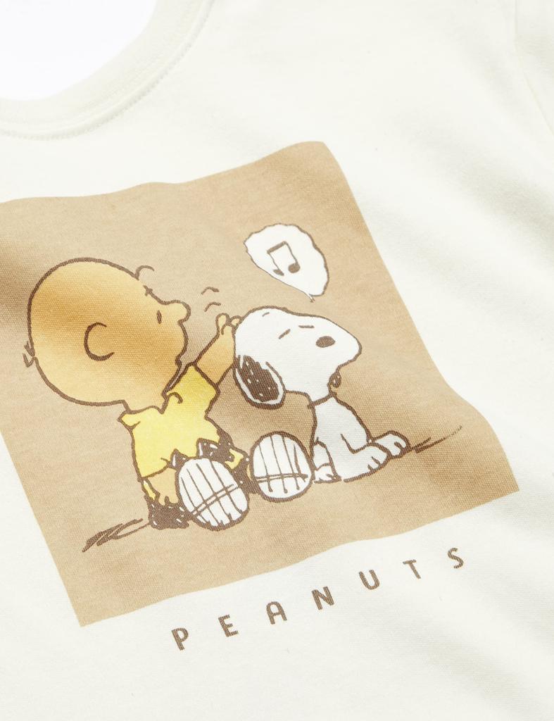 Pajama Set Snoopy Long Sleeve Pajama Set Can Be Worn Front and Back Fleece Lining Kids Boys Girls Off White 80 [Peanuts]