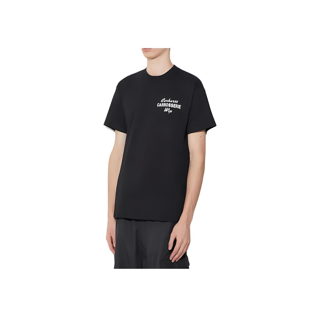 Carhartt WIP Мужская футболка с принтом букв, круглым вырезом, приталенного кроя, прямого кроя, с короткими рукавами, черная I032880-89-XX