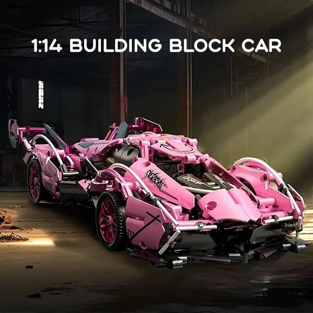 1:14 розовых спортивных автомобилей, строительные блоки, игрушки, комплекты для мальчиков или взрослых, сложная концепция, набор моделей гоночных автомобилей, игрушки «сделай сам» для девочек и мальчиков