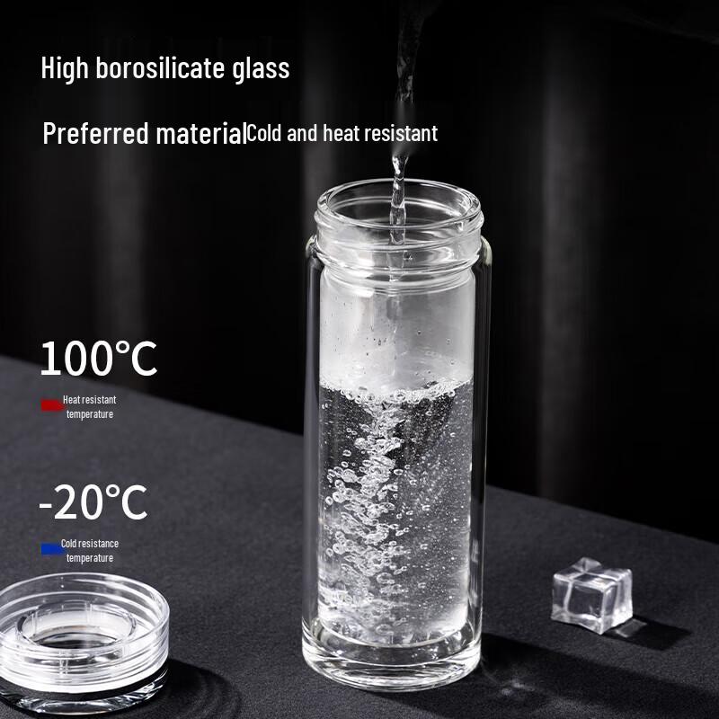 Deli LL506 Double Wall Glass Cup 410mL