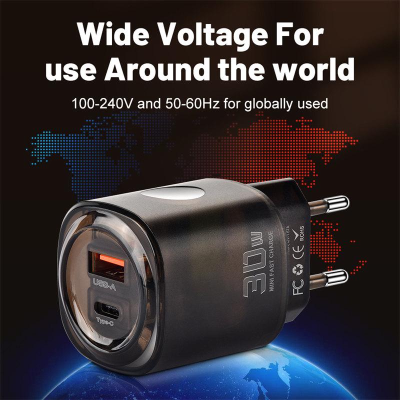 2 в 1 USB PD зарядное устройство прозрачный Mecha Quick Charge3.0 быстрая настенная зарядка мобильный телефон питание для iPhone Samsung Plug Xiaomi Huawei