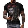 Summer Print 3D Dead Day Mexican Skull Day of The Dead Short Sleeved Men's T-shirt Loose Plus Men's Casual Trend Short Sleeved T-shirt Top