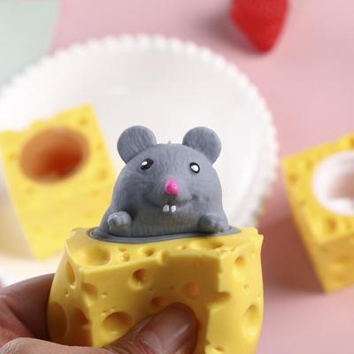 Всплывающая забавная мышь и сырный блок, антистрессовая игрушка, прятки, фигурки, снятие стресса, игрушки для детей и взрослых