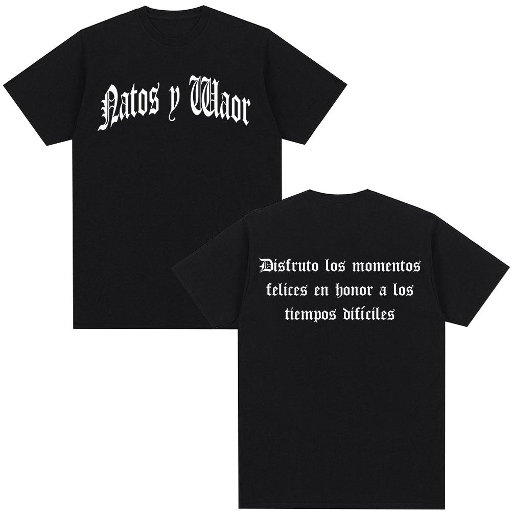 Rapper NATOS WAOR Tour 2025 Graphic T Shirt Unisex Unisex Vintage High Quality Hip Hop Tshirts Cotton Oversized Tshirt Streetwear