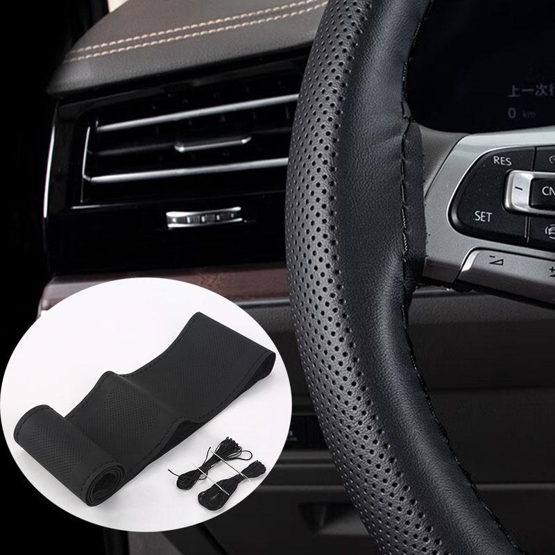 38 см чехол на руль автомобиля иглы и нитки для оплетки из искусственной кожи чехол для оплетки своими руками мягкий нескользящий автомобильный интерьер автомобиля
