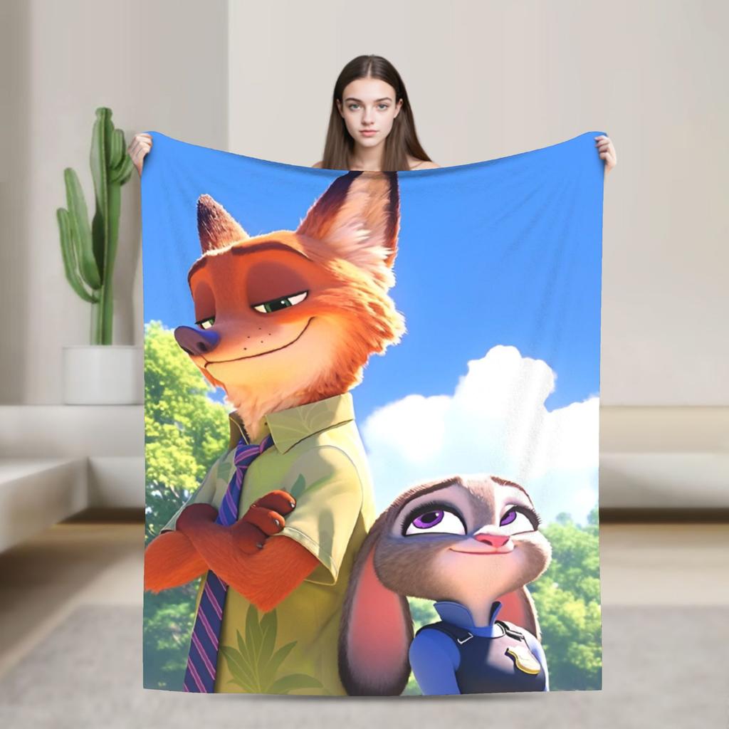 Anime Zootopia Cartoon Blanket Soft Warm Comfortable Plush Throw Blanket For Home Decor Travel Flannel Bedspread Bed Cover