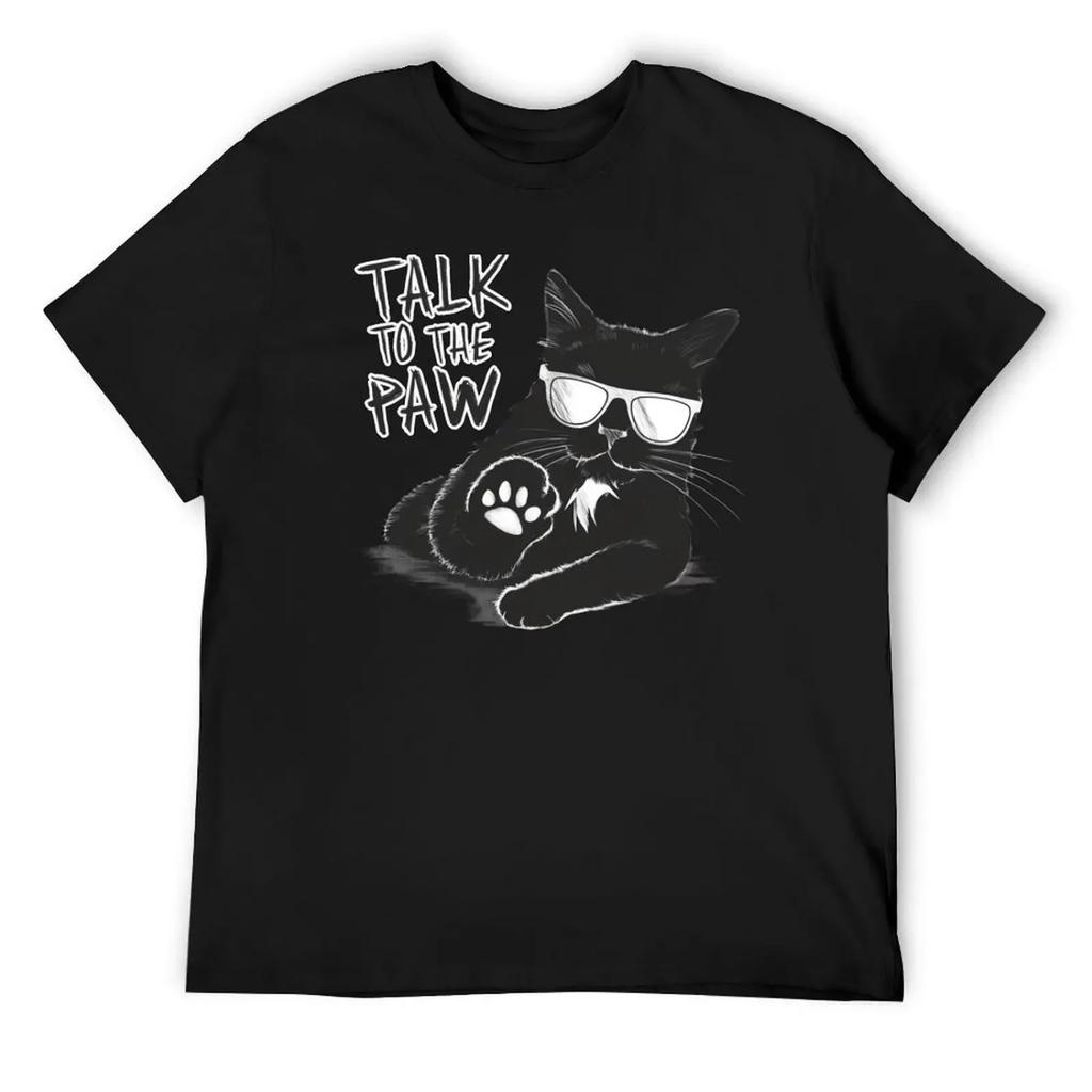Talk to the Paw Крутая футболка с кошкой рэперские графические футболки оверсайз индивидуальный дизайн ваши собственные мужские графические футболки смешные