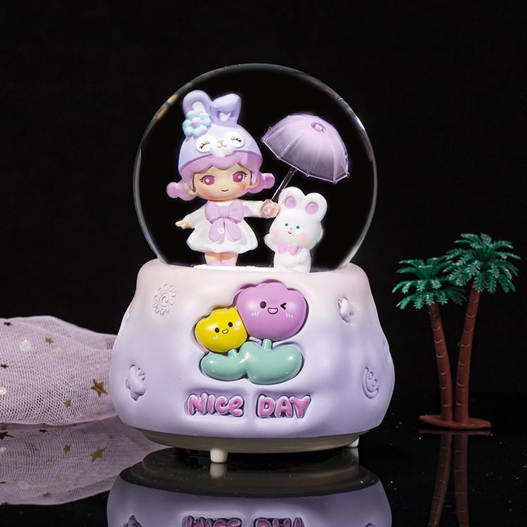 Милая музыкальная шкатулка в виде гриба-зонтика со светом, мультяшный кролик, настольное украшение, сувенирный магазин