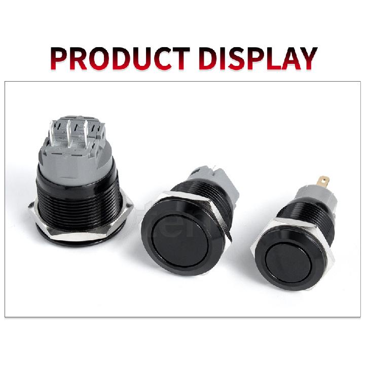 12/16/19/22/25/30/40mm Waterproof Metal Push Button Switch NO LED Light Momentary Latching Car Engine Power Switch 1NO1NC Switches4
