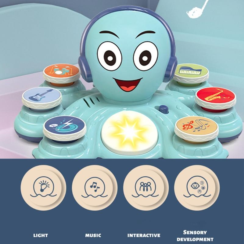 Детская звуковая игрушка Электрический многофункциональный барабан 3-в-1 для малышей с 28 мелодиями и светом Детская развивающая игрушка