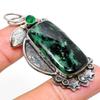 Ruby In Zoisite, Diopside Ethnic 925 Silver Jewelry Pendant 2.36" A6O47