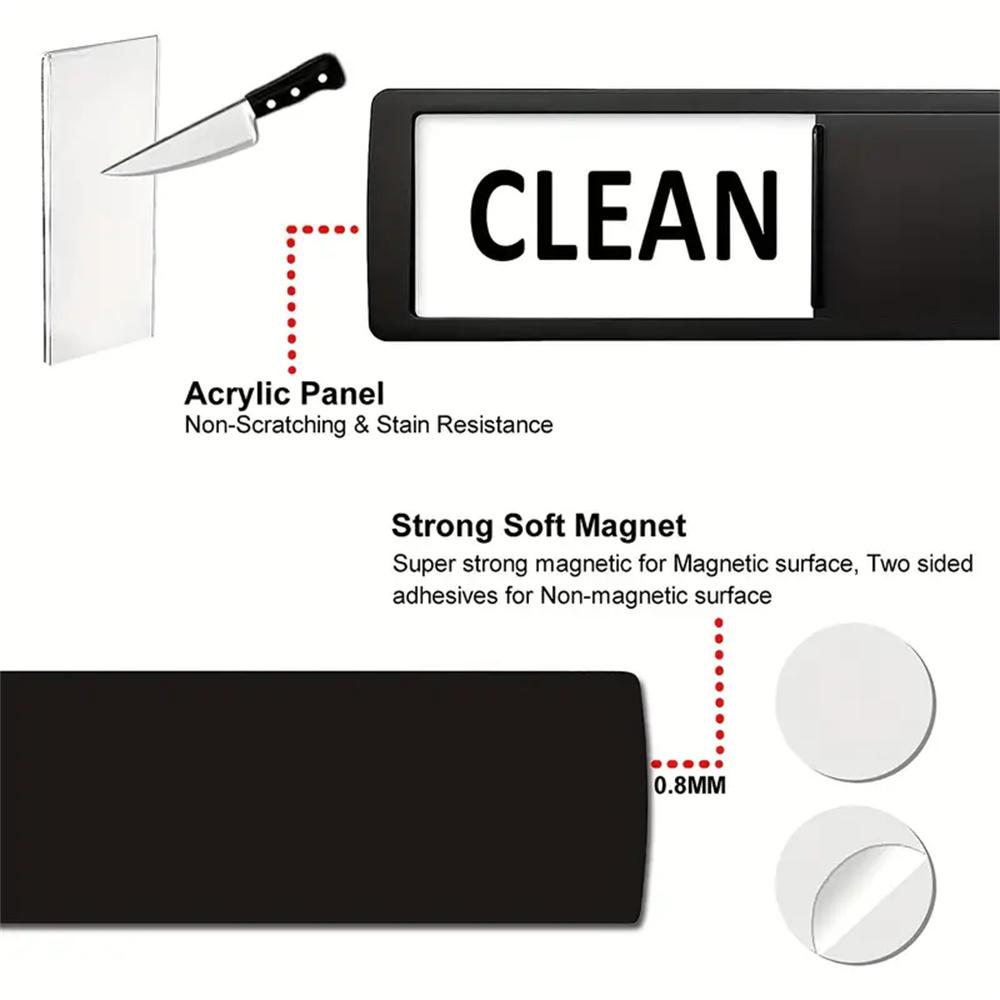 Магнит для посудомоечной машины Знак Чисто Грязно Шторка Защита от царапин Нажимные опции Самоклеящийся для кухни Организованность и уборка Индика