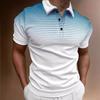 Polyester Fashion T-shirt Button Gradient POLO Shirt Casual Short Sleeved Summer Street Wear Men's Clothing European Size