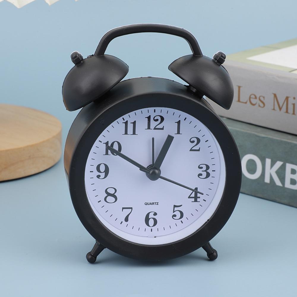 Double Bell Cartoon Alarm Plastic Bedside Clock Creative Small Alarm Clock Student