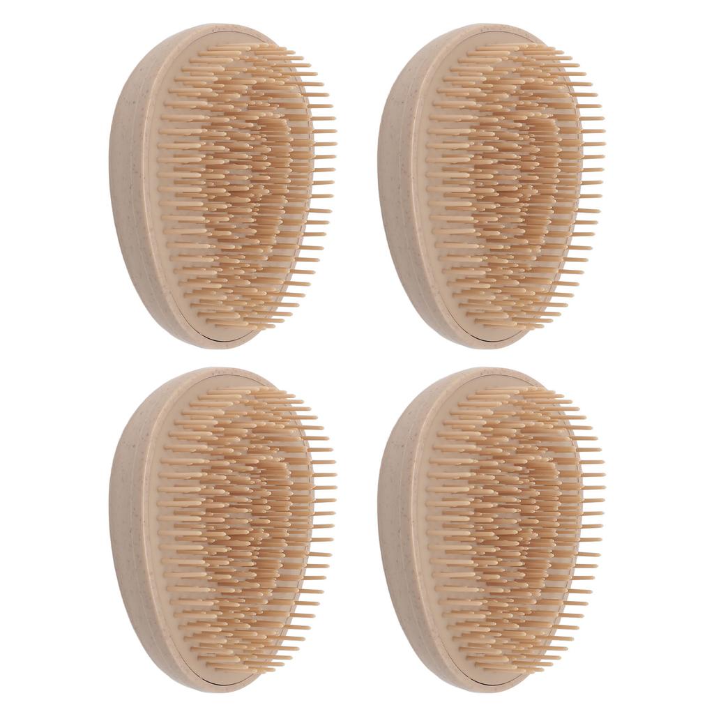 4Pcs Detangling Hairbrush Wheat Straw Soft Teeth Round Handle Dry Wet Scalp Massaging Hair Comb