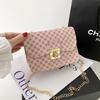 Women's Bag Summer Printing Plaid Corrugated Lock Chain Small Square Bag Single Shoulder Oblique Span Mobile Phone Bag