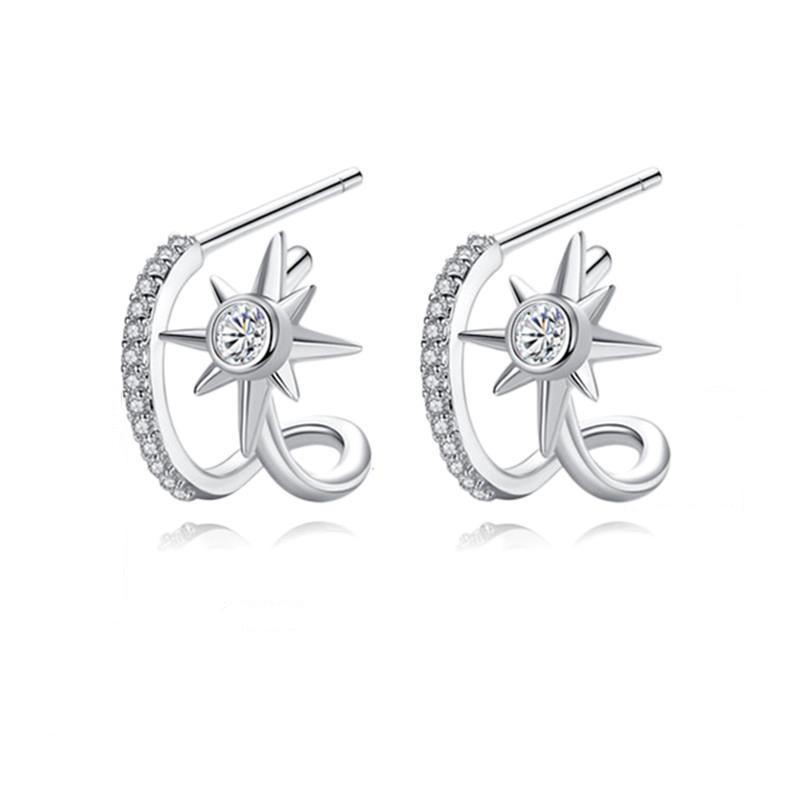 New 925 Sterling Silver AAA Zircon Stud Earrings for Women Fashion Exquisite Student Girlfriend Jewelry Accessories Heart Gift