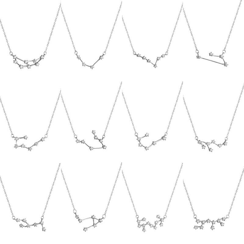 ANENJERY Silver Color Zodiac Necklace Celestial Jewelry Best Friend Gift Constellation Necklace S-N487