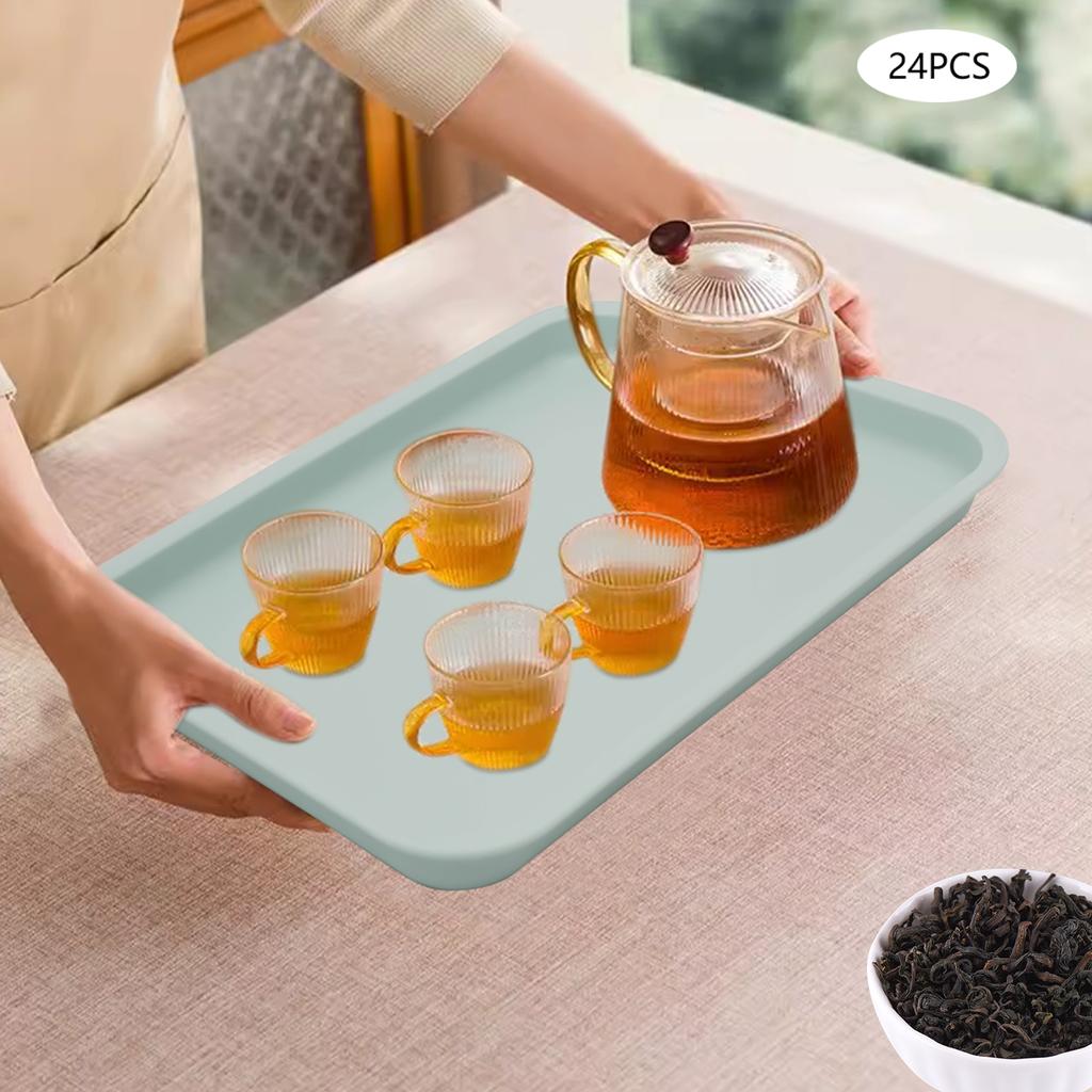 24-Pack Blue Rectangle PP Serving Trays, Microwave & Dishwasher Safe, Heat Resistant (120°C/248°F), Fast Food & Cafeteria Trays