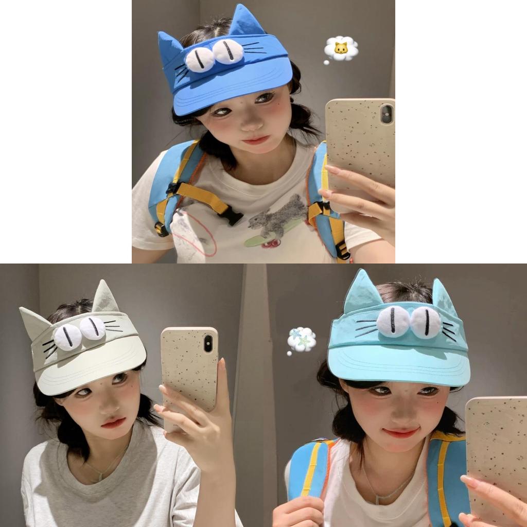 Big Eyes Cat Street Style Sun Hat With Breathable Material For Summer Outdoor Activities