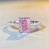 S925 Sterling Silver Pink Radiant Cut Flower Ring for Women - Cute, Sweet, INS Style.