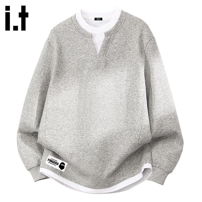 Fingercroxxit Men's 2025 Faux Two-Piece Colorblock Crewneck Sweatshirt