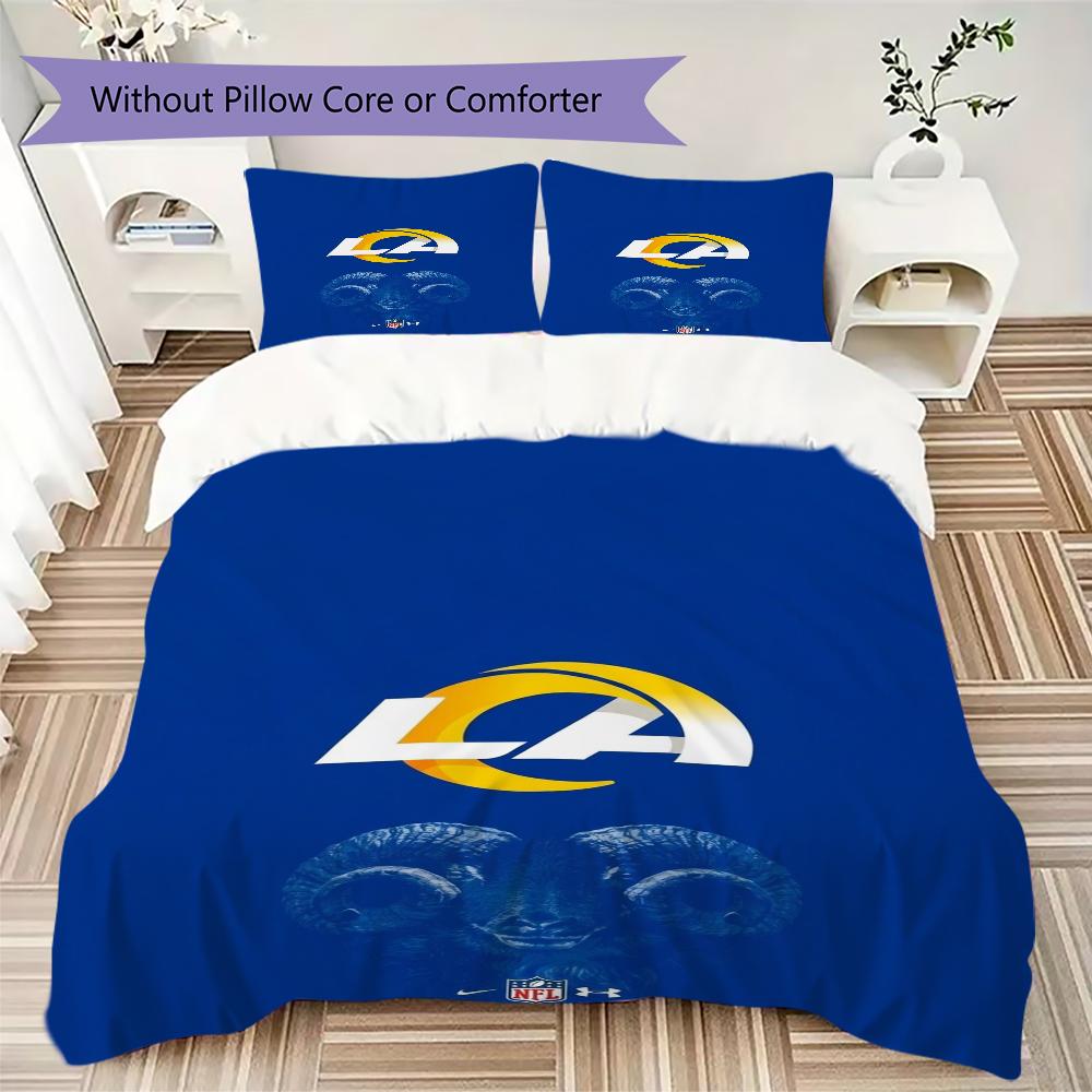 Los Angeles Rams Pattern Bedding uilt Set uilt Cover Pillowcase Home Decoration Birthday Gift (1*duvet cover + 2*pillowcase without core)