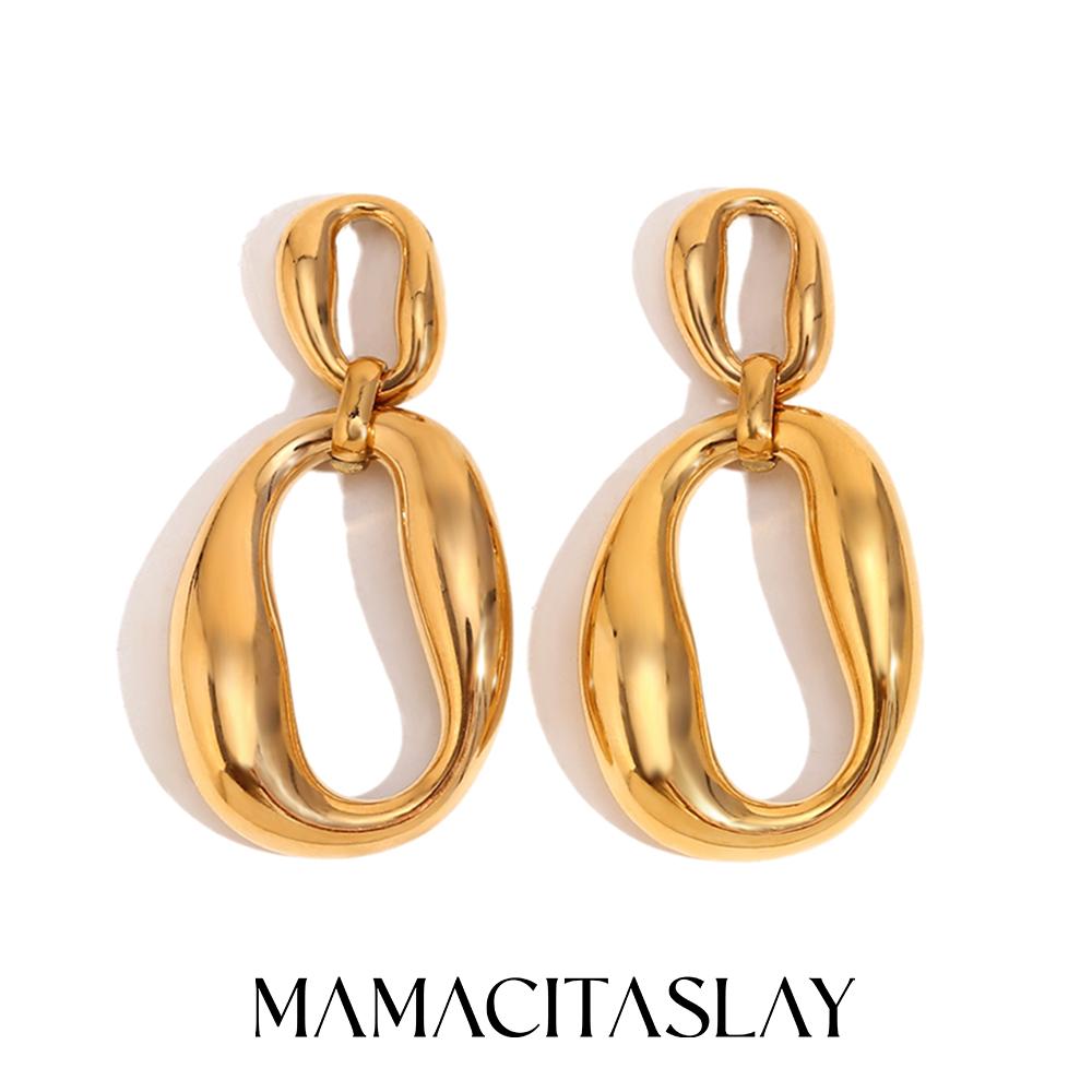 MamacitaSlay Серьги из нержавеющей стали 316L с нерегулярными двойными буквами O Водонепроницаемые Позолоченные 18K Ювелирные изделия Шарм-серьги для женщин