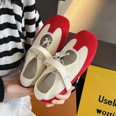 Женские туфли Мэри Джейн весна и лето новые кожаные на мягкой подошве балетки универсальные, уродливые и милые туфли на липучке