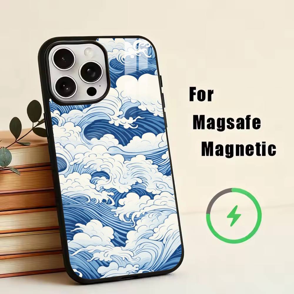 U-kiyo-e Ocean Waves art   Phone Case For iPhone17,16,15,14,13,12,11 Plus,Pro Magnetic with Magsafe Wireless Charging