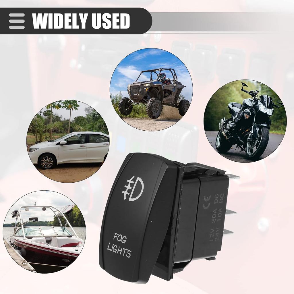 Универсальные противотуманные фары Motoforti, 5-контактный тумблер SPST, лазерная кнопка ВКЛ/ВЫКЛ, 20A/12V 10A/24V, водонепроницаемые для автомобиля, пластик, с белой светодиодной подсветкой