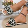 Мода 2025 Новая женская обувь С открытым носком Женские тапочки Модный леопардовый принт Бант-бабочка Большой размер Бестселлер Легкие плоские тапочки