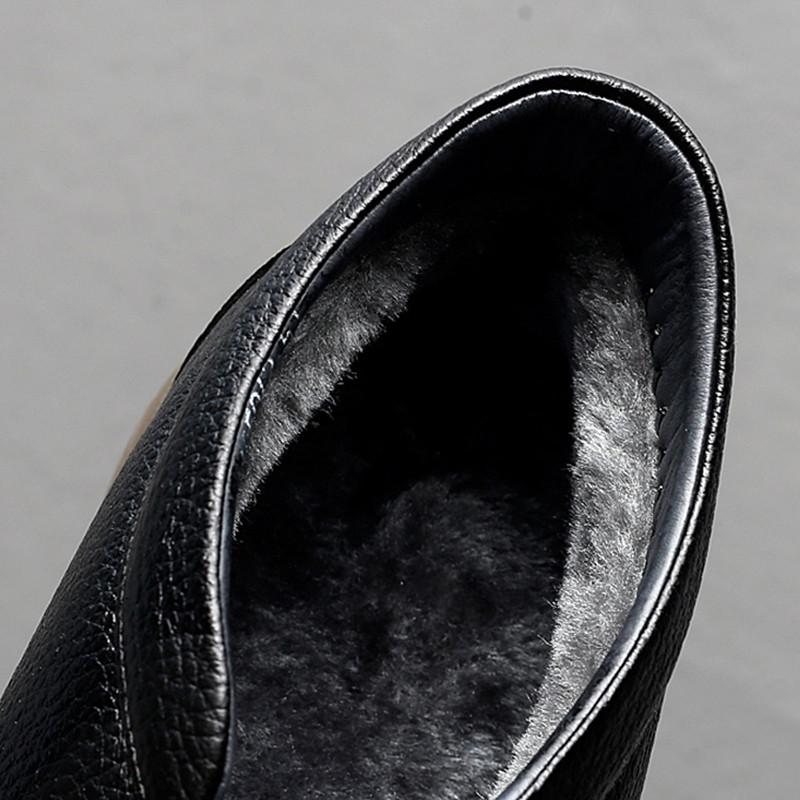 Мужские теплые ботинки модные бархатные кожаные хлопковые туфли на толстой подошве высокие хлопковые зимние ботинки деловые кожаные ботильоны мужские