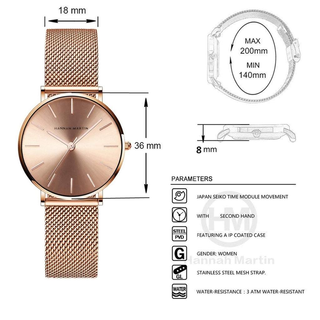 Hannah Martin Watch Stylish Classic Simple Watch Business Quartz Women's Women's