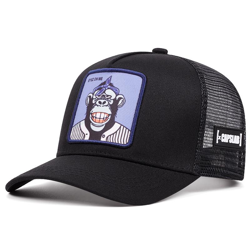 Eyez On Me Мультяшная бейсболка с ухмыляющейся обезьяной Высококачественная Хип-Хоп Для улицы Сетчатая кепка Козырек от солнца Дышащая Кепка-тракер