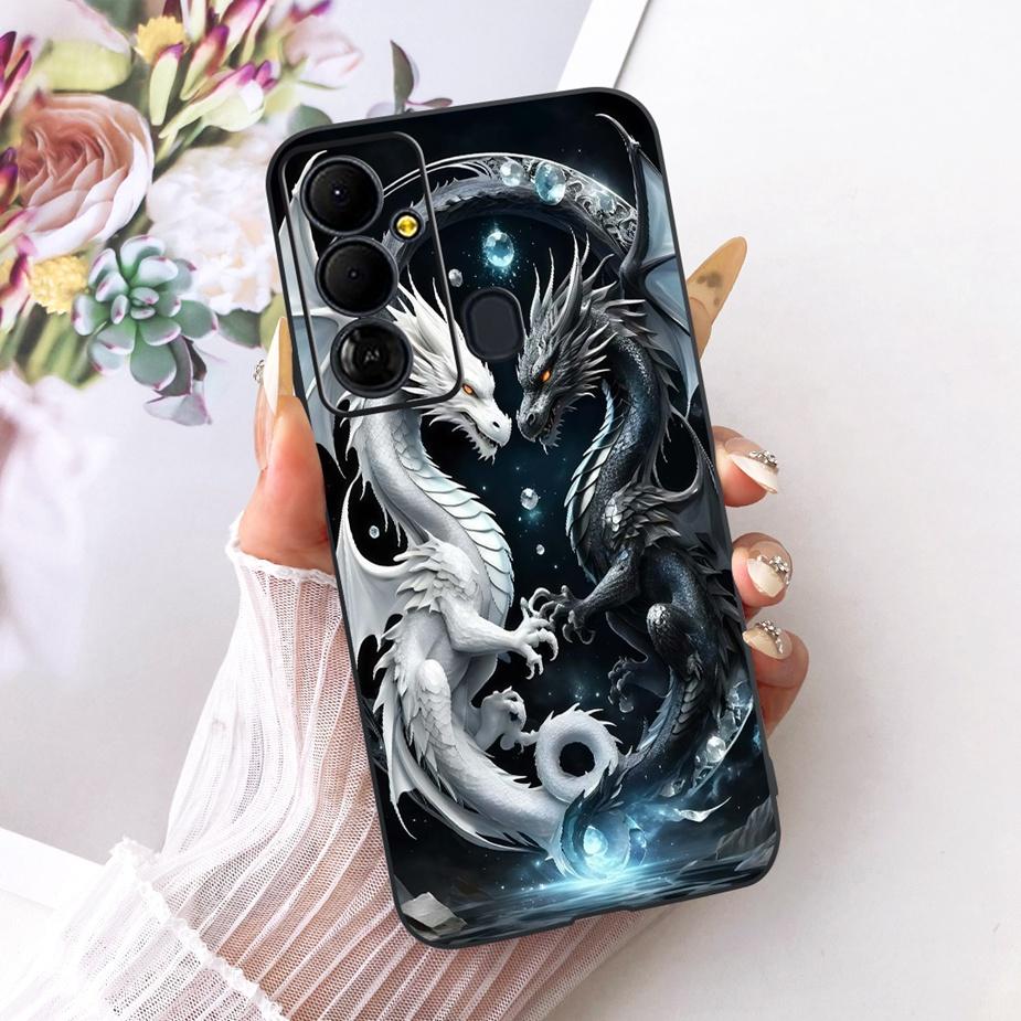 Чехол для Tecno Pop 6 GO BE6j Милый Цветок Бант Расписной Чехол Мягкий ТПУ Чехол для Телефона Для Tecno Pop 6 Pro BE8 Pop6 GO Задняя Крышка Coque