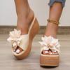 Summer Beach Platform Women Wedge Slippers Appliques Butterfly-knot Female Sandals Clog Shoes Women Slippers