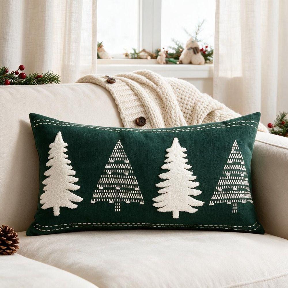 Christmas Tree/Leaf Xmas Decorative Cushion Cover Washable Sofa Pillowcase Bedroom