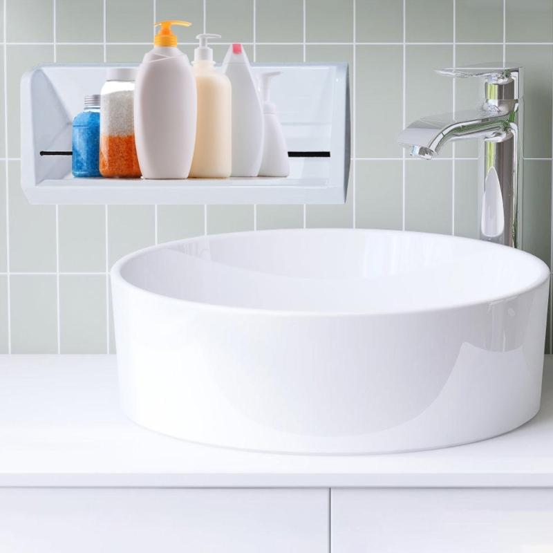 Ванная Кухня Туристический прицеп Экономия места Полка для душа Органайзер для хранения мыла, шампуня, Устойчивый к ржавчине Легко приклеивается