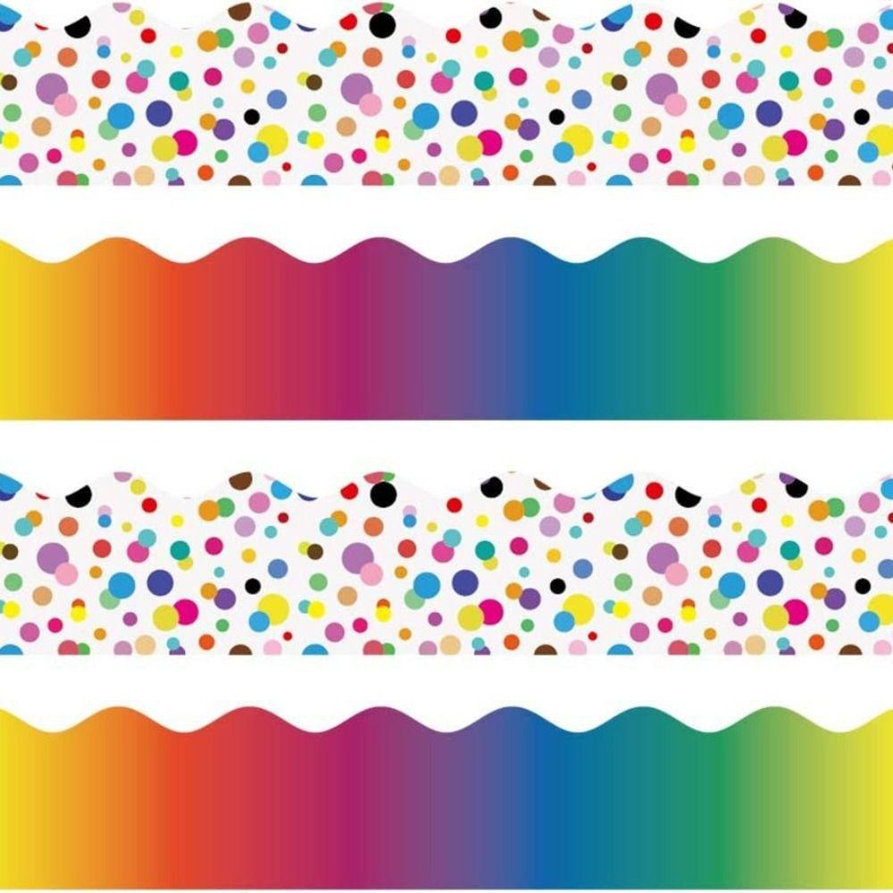 Colored Wavy Edge Paper DIY Wall Decoration Poster Border Stickers for Classroom Board Home Party